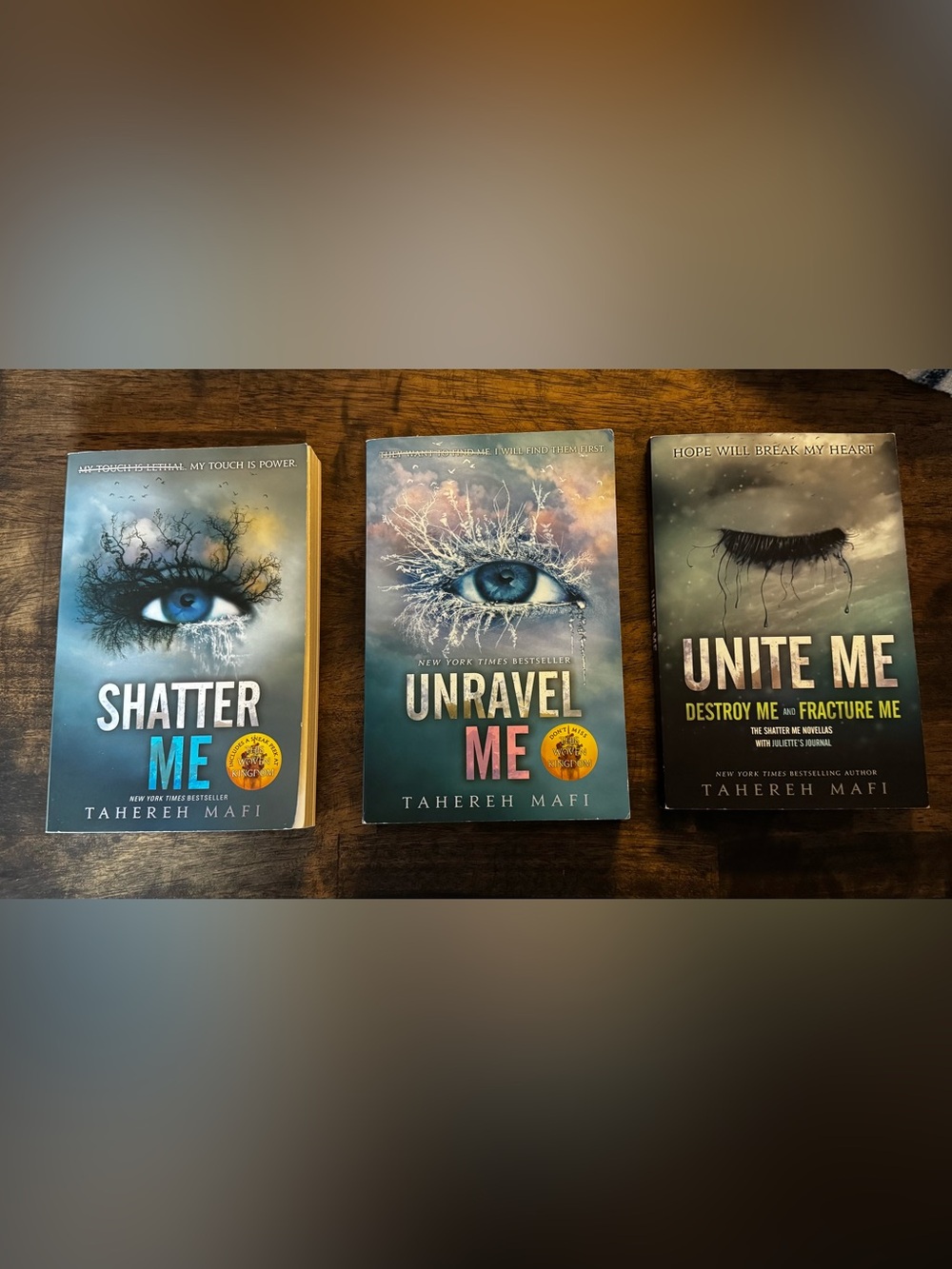 Shatter Me, Unravel Me AND Unite Me Books by Tahereh Mafi